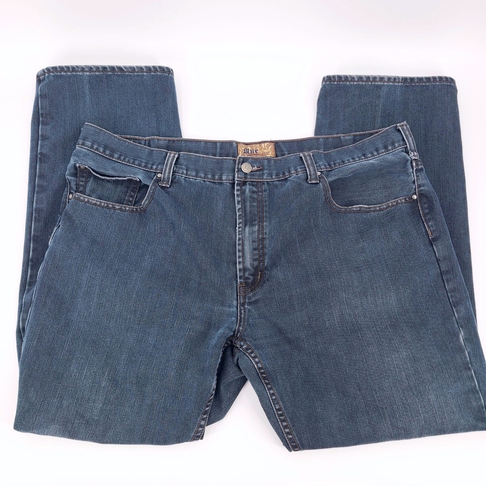 Pronto Uomo Vintage Blue Straight Leg Denim Jeans Men's 42x30 Made in Mexico